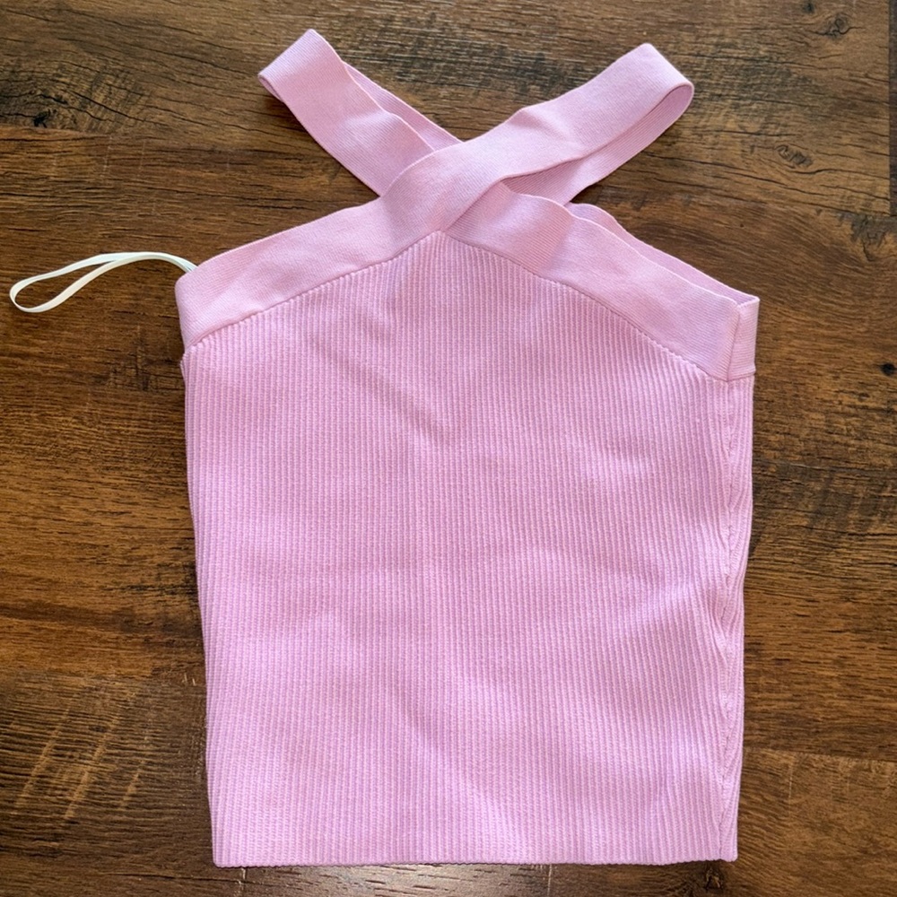 Aritzia Babaton Pink Ribbed Tank Top